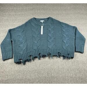 She and Sky Cable Knit Cropped Sweater One Size